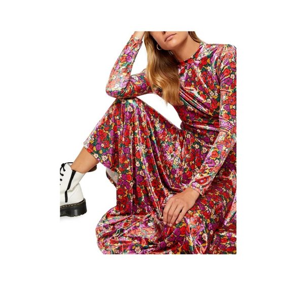 FREE PEOPLE Heartland Velvet Floral Midi Dress NWT - Picture 2 of 5